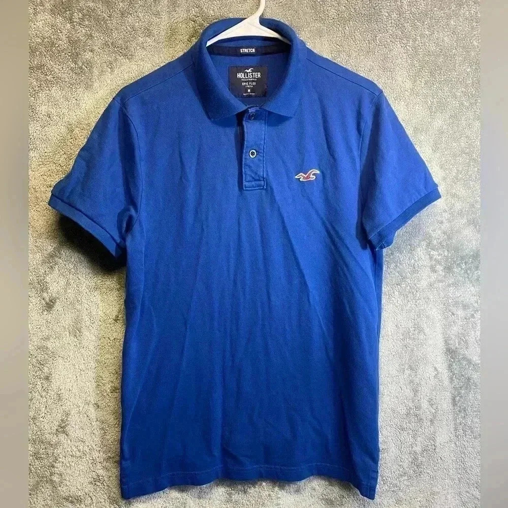 Hollister epic flex stretch men’s‎ blue polo shirt size M